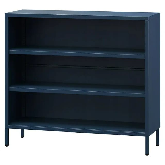 Jan Nowak Niedriges Bücherregal Mit 3 Ebenen Luca Aufbewahrungsregal Standregal 2 Verstellbare Fachböden Metall Wohnzimmer, 100 X 90 X 35 Cm, Dunkelblau