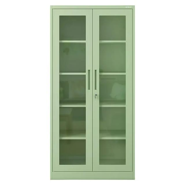 Jan Nowak Metallschrank Mit Glasvitrine Aktenschrank Büroschrank Aufbewahrungsschrank 4 Verstellbare Fachböden Sicherheitszylinderschloss Pulverbeschichtung 185 Cm X 90 Cm X 40 Cm (pastellgrün)
