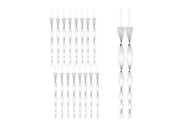 Relaxdays Vogelabwehr Spirale, 18er Set, reflektierend, Balkon & Garten, Windspirale, 40 cm, Vogelschreck, silber