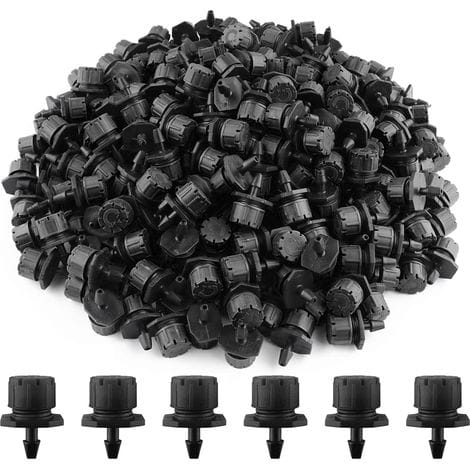 200 Stück Verstellbare Bewässerungstropfer, 1/4 Zoll Tropfbewässerungssystem, Micro Flow Tropfkopf, Bewässerungsnebeldüsen Für Gemüsegärten Oder Blumenbeete (schwarz)