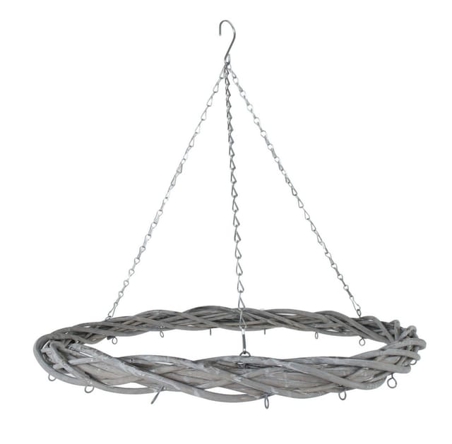 Spetebo - Rattan Deko Kranz zum hängen mit Kette ø 60 cm - mit 15 Haken zum selber dekorieren