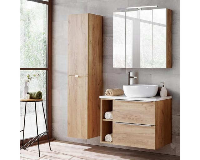 Badezimmer Hochschrank TOSKANA-56 in Wotaneiche Nb. B/H/T ca. 35/170/33cm