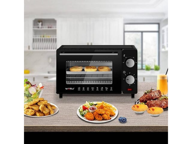 WOLTU Minibackofen 10 Liter, 650 Watt Toasterofen Pizzaofen Backblech mit Timer schwarz