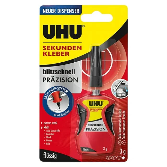 UHU - 34340 Sekundenkleber blitzschnell präzision flüssig 3g farblos Flasche
