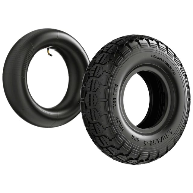 Wiltec - Reifen für Aufsitzmäher 11x4.10/3.50-5 4pr mit Schlauch und Winkelventil Komplettrad Rasentraktor