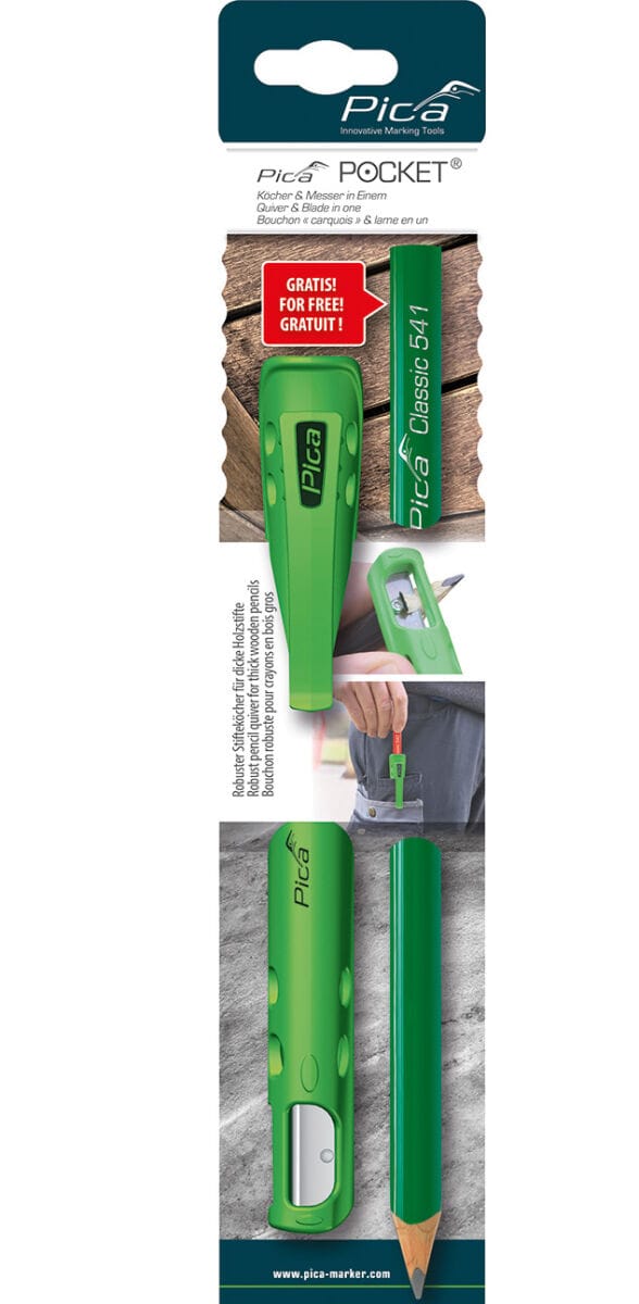 Pica - Köcher Pocket für Blei-/Markierstifte mit Spitzmesser mit 1 Steinhauerbleibstift