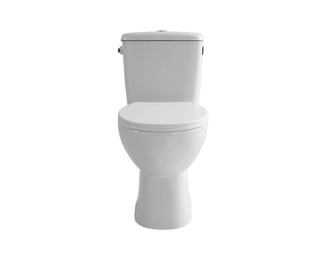 Belvit - Stand-WC + Keramik-Spülkasten + Deckel Waagerecht Wand-Anschluss