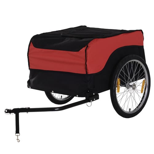 Homcom Transportanhänger Lastenanhänger Fahrrad Anhänge Lasten-fahrradanhänger Cargotrailer (rot-schwarz)