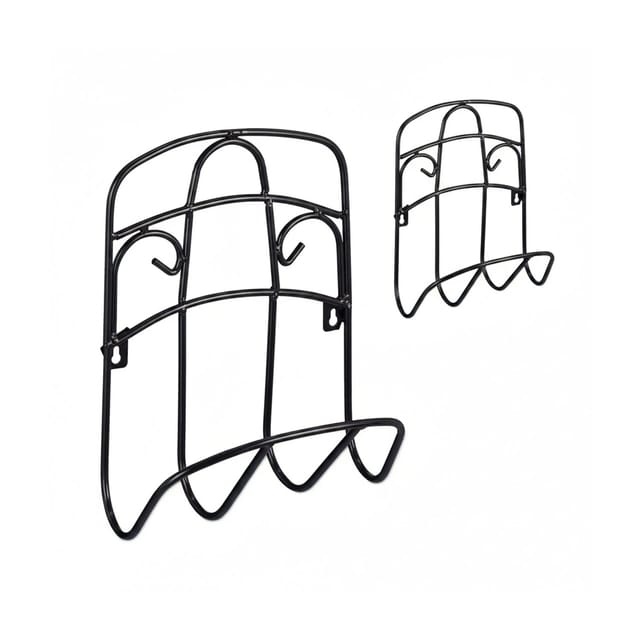 Relaxdays - Schlauchhalter Wand, für 38 m 5/8'' Schlauch, Gartenschlauchhalterung, Metall Wasserschlauchhalter, schwarz