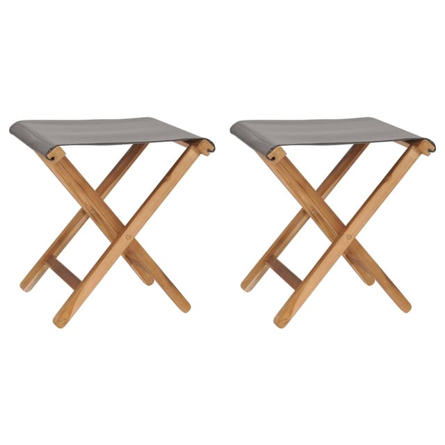 Vidaxl - Klappstühle 2 Stk. Teak Massivholz und Stoff Dunkelgrau