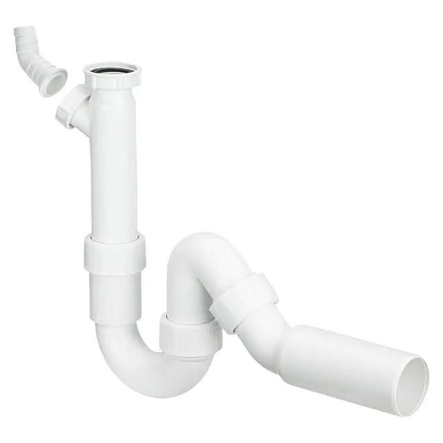 Röhren-Siphon Weiß Kunststoff Ablaufbogen 45° dn 40 - Viega