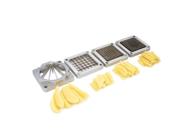 Mahlzeit Kartoffelschneider mit 4 Edelstahl Messer für Stifte und Ecken