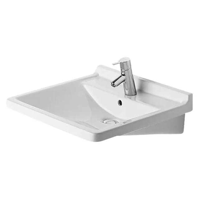 Duravit - Starck 3 Waschtisch 545x600x200mm wandhäng., Weiß Hochglanz, Rechteckig, 1 wp mittig, 1 hl mittig, mit ül