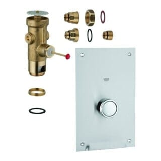 Grohe WC-Druckspüler Wandeinbau DN 20 Austauscharmatur Modell 66304200, Edelstahl-Abdeckplatte