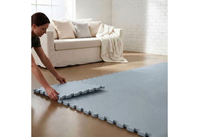 9 Puzzlematten Bodenschutz Fitness - 30x30 Grau - Sport Bodenmatte Home Gym