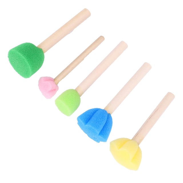 5-teiliges Mini-Set mit bunten DIY-Malschwämmen, Werkzeugen und Eimern mit Holzgriffen zum Zeichnen