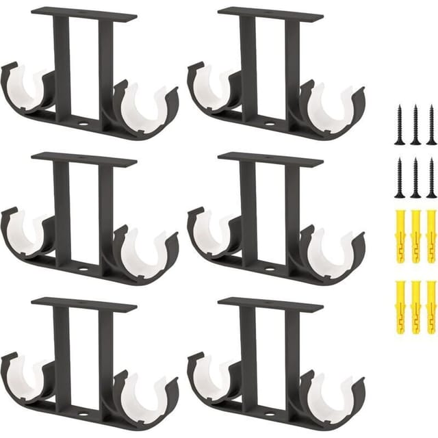 Set Mit 6 Gardinenstangenhalterungen Aus Aluminiumlegierung Für 23-26 Mm Gardinenstangen (schwarz)