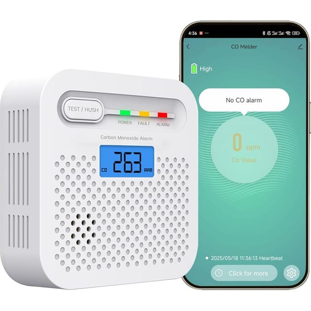 Wlan-kohlenmonoxidmelder Für Den Heimgebrauch, Fernüberwachung Per App, 10 Jahre Batterielebensdauer, Alexa-kompatibel