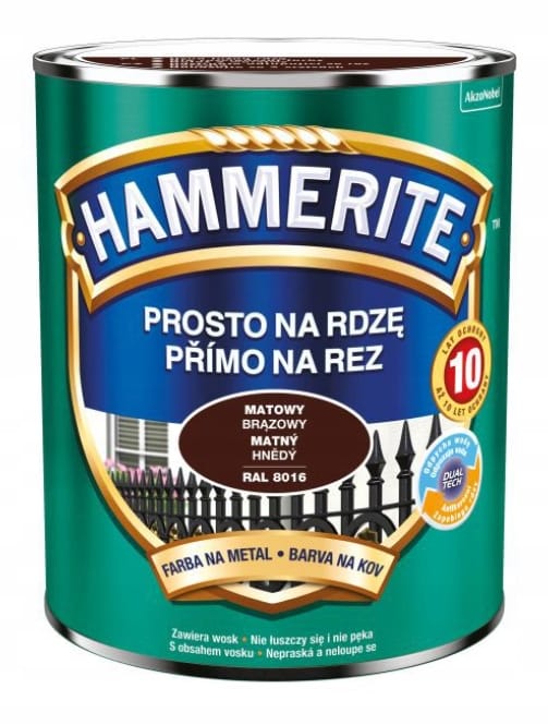 Hammerite Rostschutzfarbe 0,7 l, mattbraun, Korrosionsschutz und Schutz für Metall