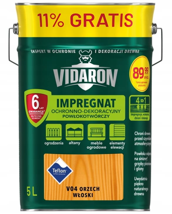 Vidaron schützende und dekorative filmbildende Imprägnierung 5L Walnuss