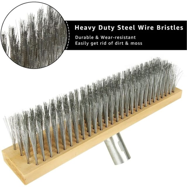 Set Mit 2 Metallbesenköpfen, 30 Cm, Starrer Stahlbürstenkopf, Robuste Kehrbürste Für Terrassen, Pflasterflächen, Decks, Gehwege, Algen, Unkraut, Moos