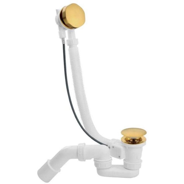 Komplette 900-mm-badewannenablaufgarnitur Mit Hochleistungssiphon Und Metallabdeckung, Goldfarben