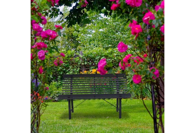 Gartenbank, 2 Sitzer, hbt: 79 x 130 x 75 cm, robuster Stahl, wetterfeste Sitzbank, stabile Parkbank, anthrazit - Relaxdays