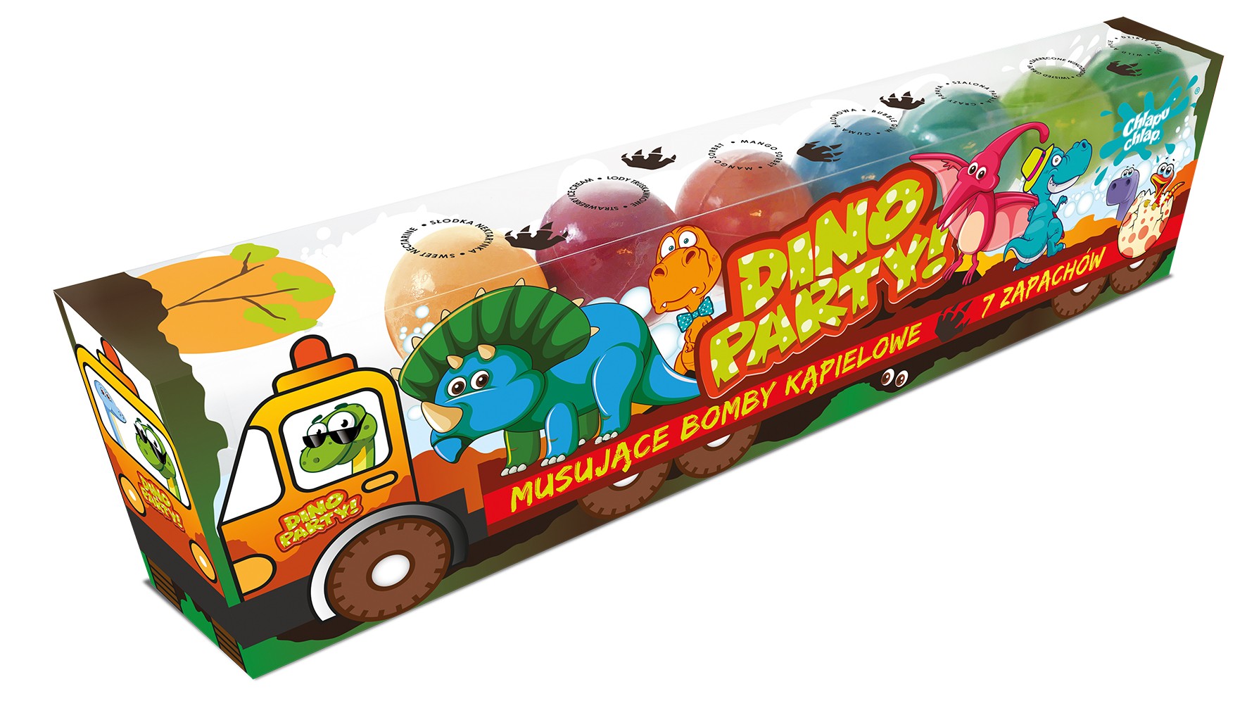 Chlapu Chlap Sprudelnde Badebomben Dino Truck 1 Packung - 7 Stück