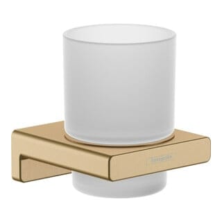 AddStoris - Zahnputzbecher mit Halter mit Halter, Glas matt/Bronze gebürstet 41749140 - Hansgrohe