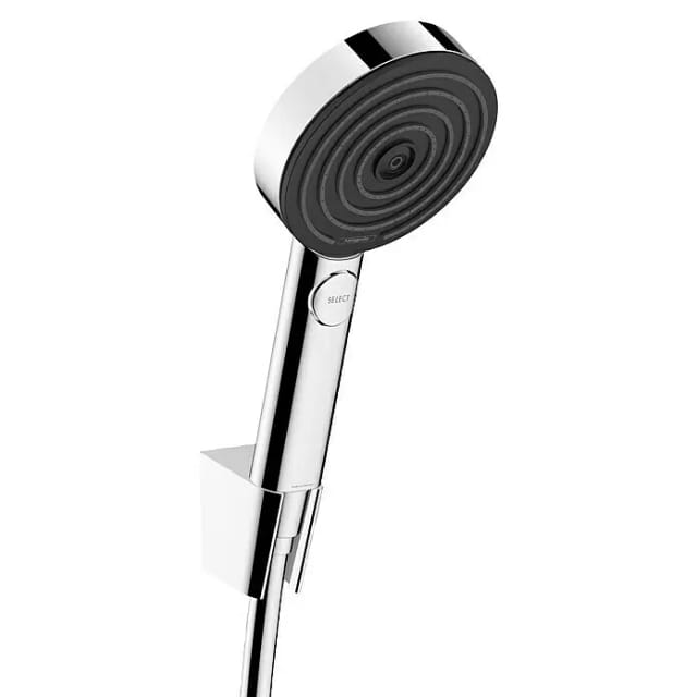 hansgrohe Pulsify Select S Brausehalterset 105mm 11,4l/min 3jet Relaxation Chrom, mit Brauseschlauch 1,60m