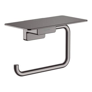 AddStoris - Papierrollenhalter mit Ablage, Chrom schwarz gebürstet 41772340 - Hansgrohe
