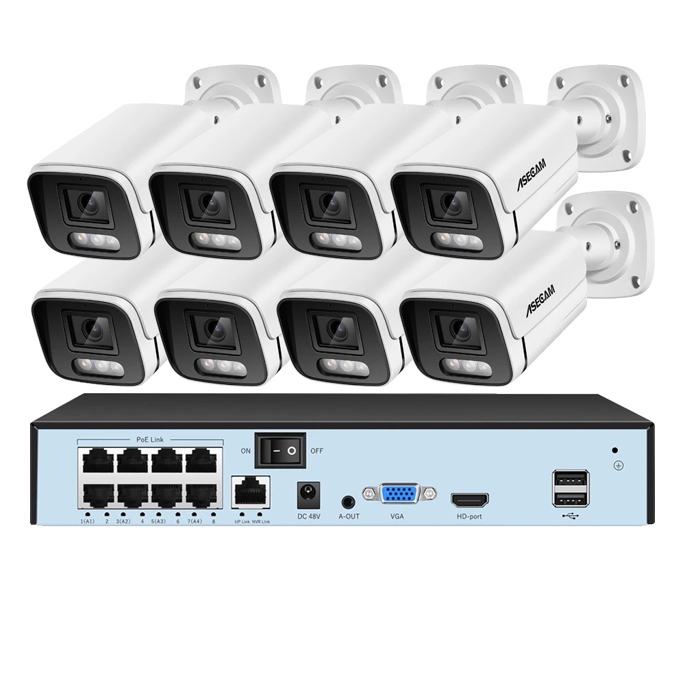 Sicherheitskamerasystem, 8-megapixel-überwachungskamera, Nachtsichtfunktion, 8-kanal-nvr Und 8 Kameras, Keine