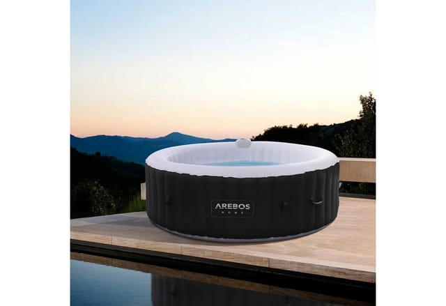AREBOS Komfort-Set 2 Nackenkissen + Getränkehalter für Whirlpool weiß 100% wasserdicht ergonomisch geformt PU Schaum