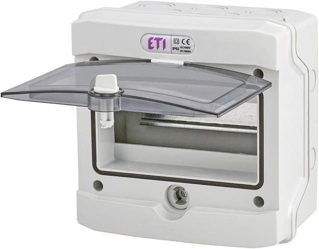 ETI Aufputz-Feuchtraum-Kleinverteiler 8 TE grau mit Tür, IP 66 Anschlussdosen & Gehäuse