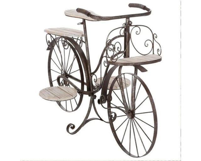 Atmosphera - Pflanzenständer Fahrrad - Metall und Holz - schwarz - H59 cm créateur d'intérieur