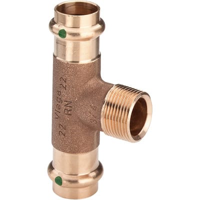 Viega - Sanpress T-Stück 194130 28 x r 3/4 x 28 mm, Rotguss oder Siliziumbronze, SC-Contur