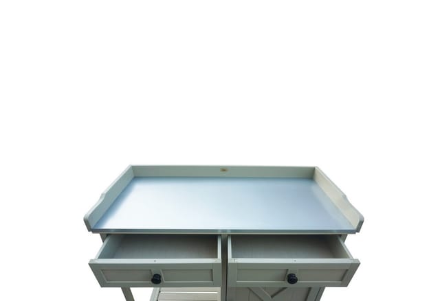 HABAU Pflanztisch mit Unterschrank und 2 Schubladen aus Holz, Grau, 98 x 48 x 95 cm