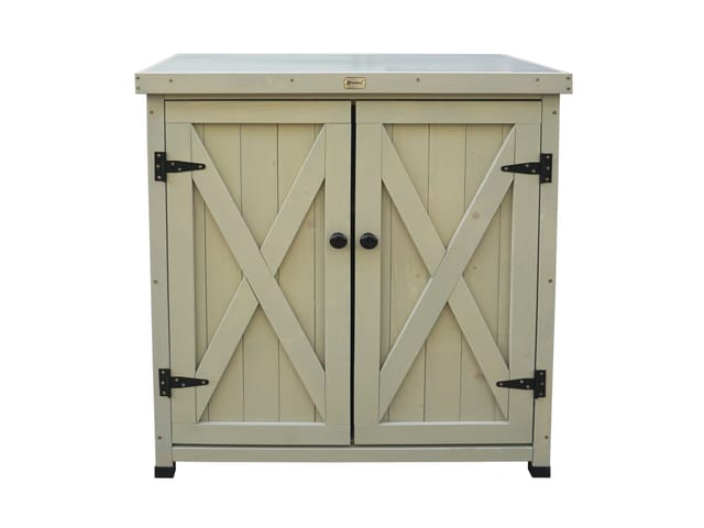 Gartenschrank ''Laura'' aus Holz, mit Arbeitsplatte, Grau, 80 x 45 x 92 cm - Habau