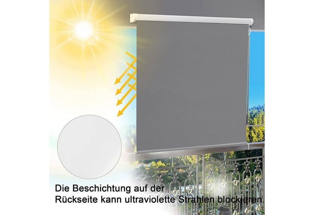 WOLTU Senkrechtmarkise Balkonmarkise mit Handkurbel dunkelgrau 140x140 cm