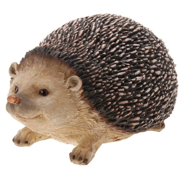 Unique hedgehog figure in synthetic stone for garden