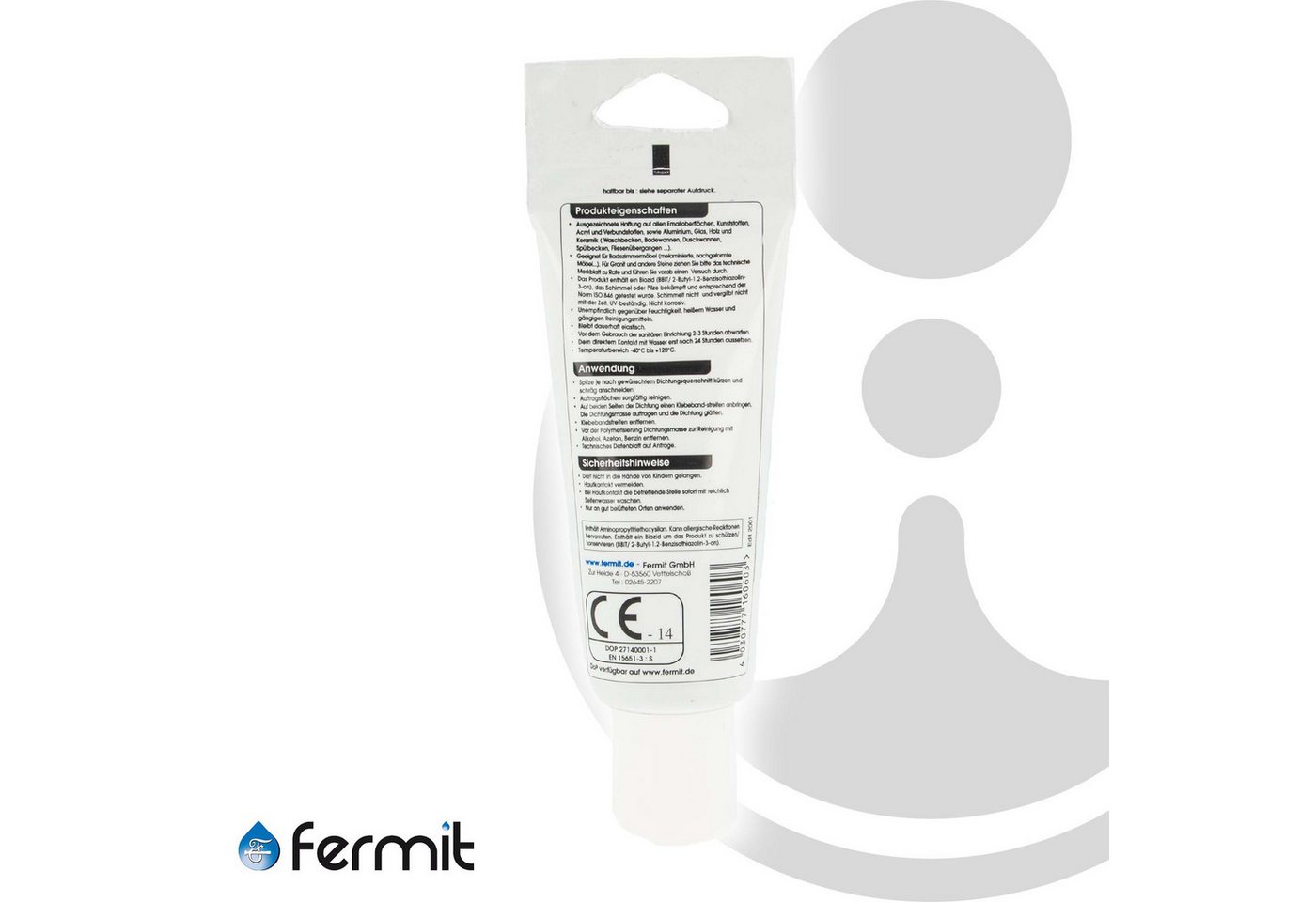 Fugendichtstoff opp n Silicone-Basis, 100 ml Tube, grau 16061 - Fermit Bild 2