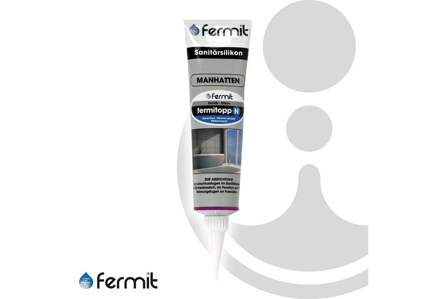 Fugendichtstoff opp n Silicone-Basis, 100 ml Tube, grau 16061 - Fermit Bild 3