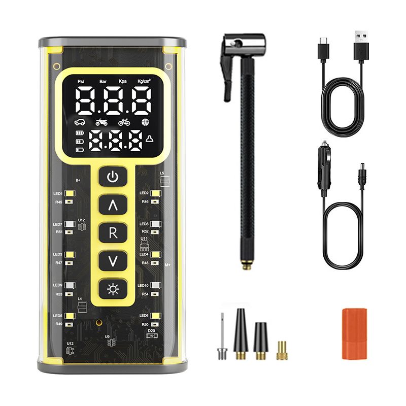 Compresseur Portable Pour Voiture, Sans Fil, 150 Psi, 6 000 Mah, 20 L/min, Éclairage Led, Arrêt Automatique, Avec Sac De Rangement, Dc 12 V
