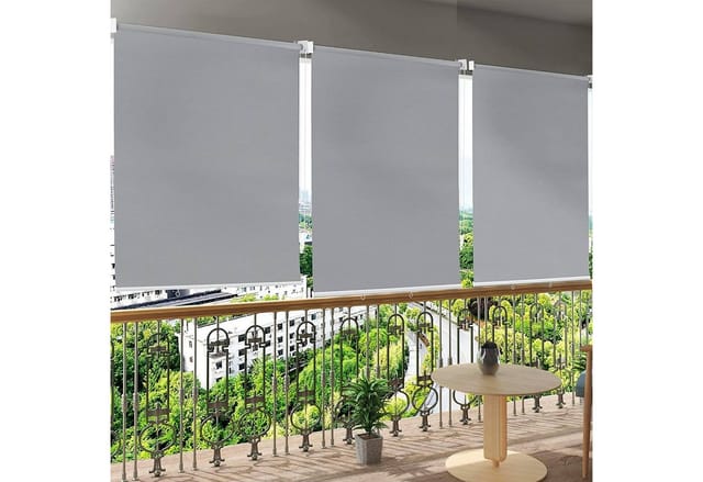 WOLTU Außenrollo Senkrechtmarkise Balkonmarkise Outdoorrollo grau 100x240 cm