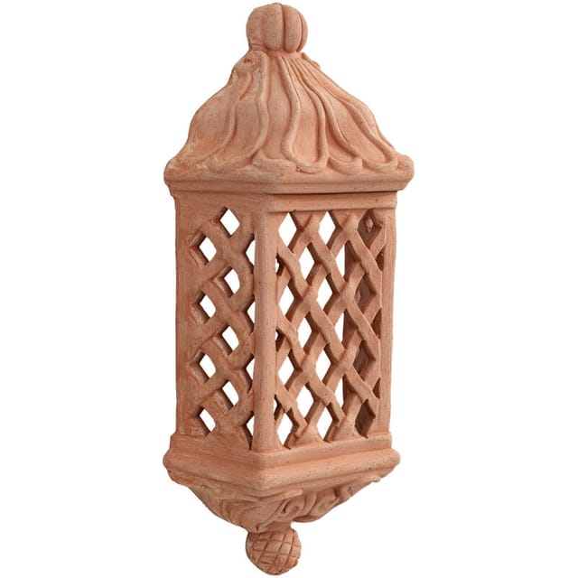 Biscottini - Terrakotta-Wandlaterne 49x21x11 cm Laternen für den Außenbereich Kerzenhalter Laternen für die Gartenbeleuchtung Made in Italy