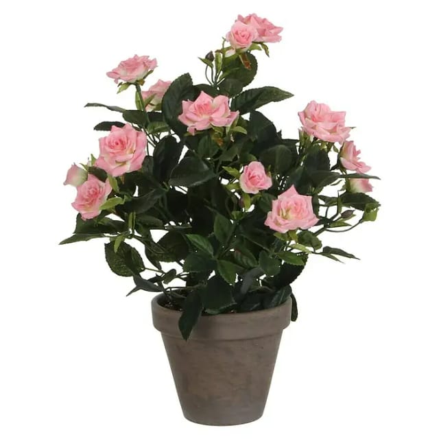 Mica künstlicher Rosenstrauch rosa im Blumentopf 33 x 25 cm Dekoblumen