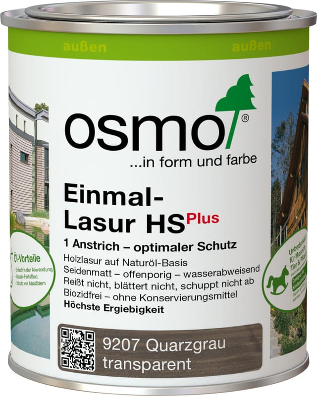 9207 Einmallasur hs Plus Quarzgrau, 750ml - Osmo