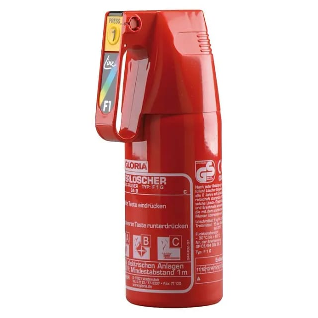 Pulverfeuerlöscher 1kg m.Dauerdruck Brandkl.8 a 34 b c o.Manometer,m.Halter