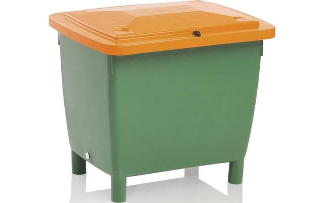 Craemer - Streugutbehälter L790xB605xH775 mm 210 l hd-pe grün/orange ohne Entnahmerutsche