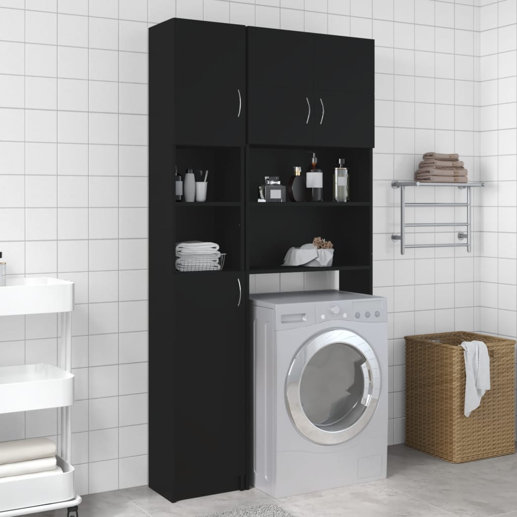 Badezimmerschrank Schwarz 32x25,5x190 Cm Holzwerkstoff Vidaxl
